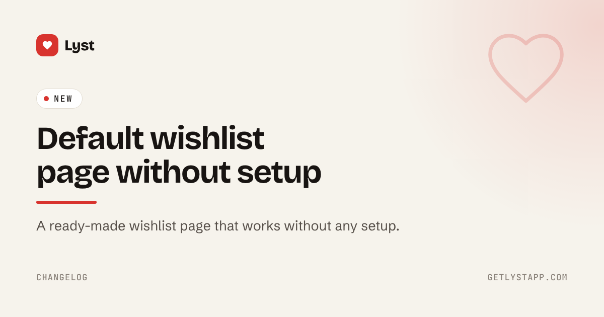 Default wishlist page without setup